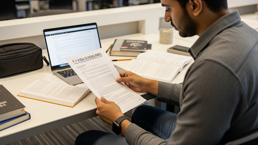 A student reading the proposed F-1 visa guidelines